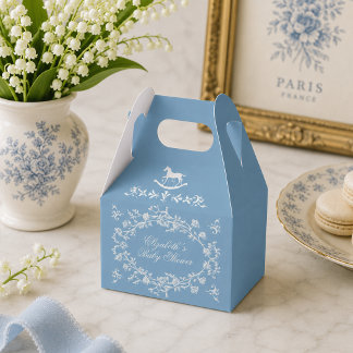 Preppy Wedgewood Blue Rocking Horse Baby Shower Favor Boxes