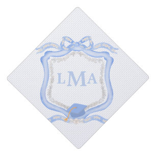 Preppy Wedgewood Monogram Graduation Cap Topper