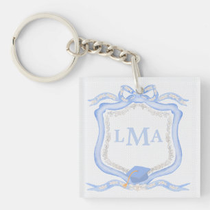 Preppy Wedgewood Monogram Graduation Keychain