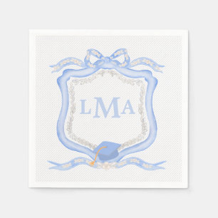 Preppy Wedgewood Monogram Graduation Napkins