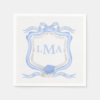Preppy Wedgewood Monogram Graduation Napkins