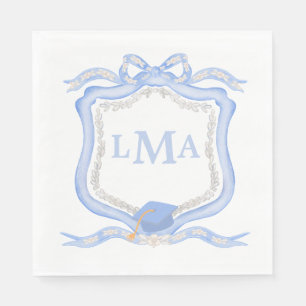 Preppy Wedgewood Monogram Graduation Napkins