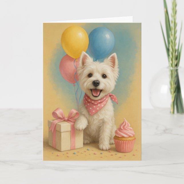 Preppy Westie Birthday Card (Front)
