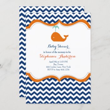 Preppy Whale Baby Shower Invitations by ThreeFoursDesign at Zazzle