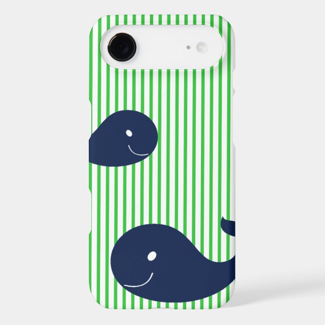 Preppy Whale Navy Green Stripe iPhone 7 case  (Back)