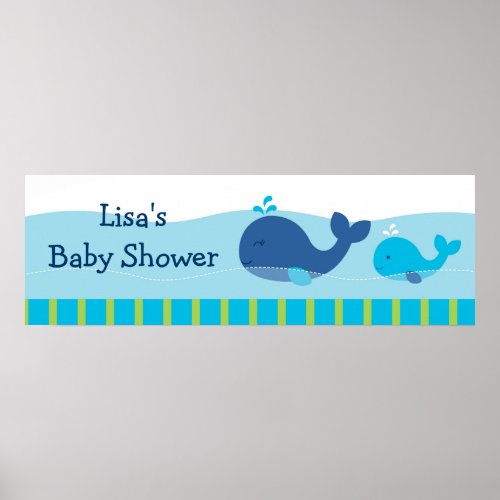 Preppy Whale Personalized Banner Sign