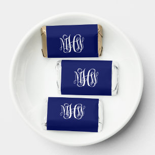 Preppy White 3 Initial Vine Script Monogram DIY BG Hershey's Miniatures