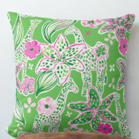 Preppy White Giraffes Pink Floral Lime Green