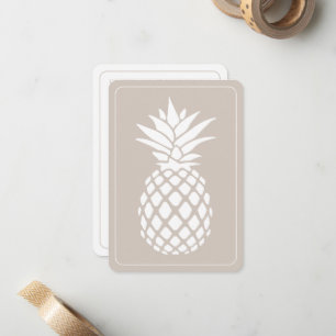 Preppy White Pineapple on Beige Note Card