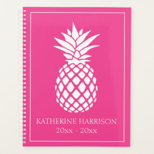 Preppy White Pineapple on Pink Planner