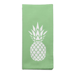 Preppy White Pineapple on Sage Green Cloth Napkin