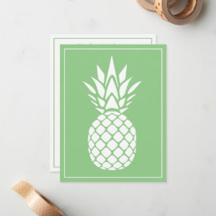Preppy White Pineapple on Sage Green Note Card
