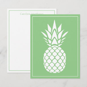 Preppy White Pineapple on Sage Green Note Card