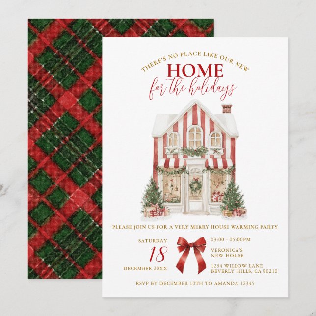 Preppy Winter Housewarming Party New Home Invitation (Front/Back)