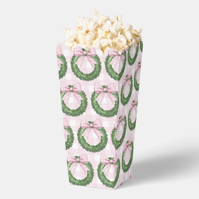 Preppy Wreath with Pink Gingham Bow  Favor Boxes (Popped)