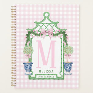 Preppy Wreath with Pink Gingham Bow  Planner