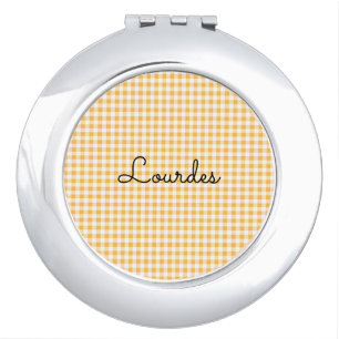 Preppy Yellow Checkered Bridesmaid  Compact Mirror