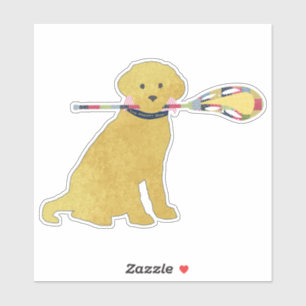 Preppy Yellow Lab Lacrosse Dog Custom Cut Sticker