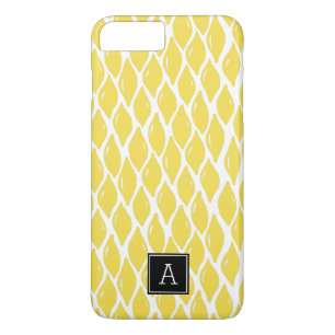 Preppy Yellow Lemon Black Monogram Personalized iPhone 8 Plus/7 Plus Case