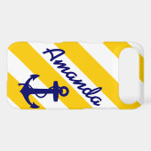 PREPPY YELLOW STRIPES BLUE ANCHOR YOUR NAME Case-Mate iPhone CASE (Back (Horizontal))