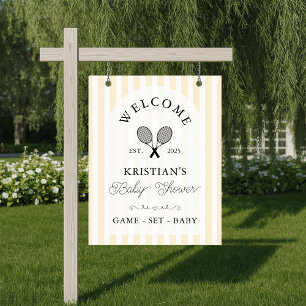 Preppy Yellow Tennis Baby Shower Welcome Poster