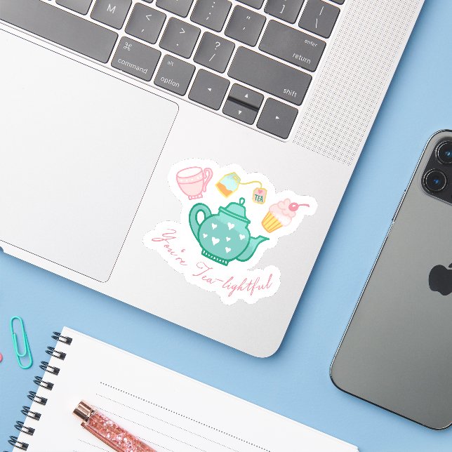 Preppy You're Tea Lightful  Sticker (Laptop w/ iPhone)