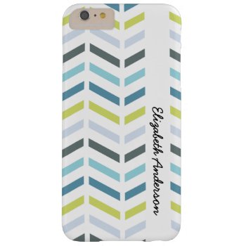 Preppy Zigzag Aqua And Green Chevrons With Name Barely There Iphone 6 Plus Case by PhotographyTKDesigns at Zazzle