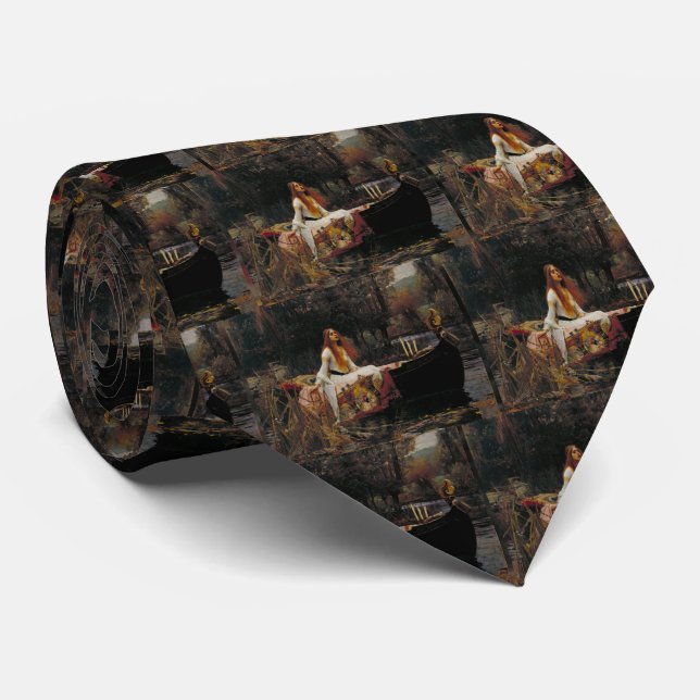 PreRaphaelite Art Lady of Shallot by Waterhouse Neck Tie (Rolled)