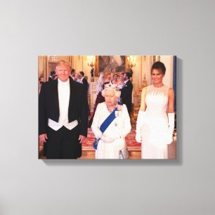 Pres & 1st Lady Trump With Queen Elizabeth II Canvas Print
