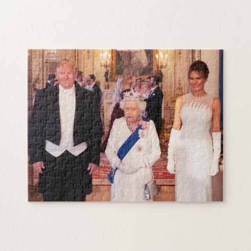 Pres  1st Lady Trump With Queen Elizabeth II Jigsaw Puzzle