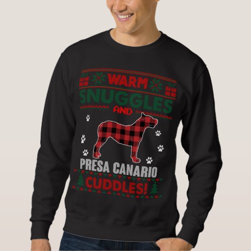 Presa Canario Dog Pet Red Plaid Xmas Ugly Christma Sweatshirt