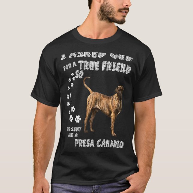 Presa Canario Saying Mom Dad  Print Canary Mastiff T-Shirt (Front)