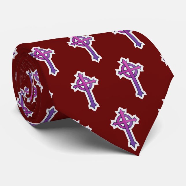  Presbyterian Cross Religious Red Neck Tie (Rolled)