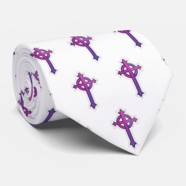  Presbyterian Cross Religious White Neck Tie (Rolled)