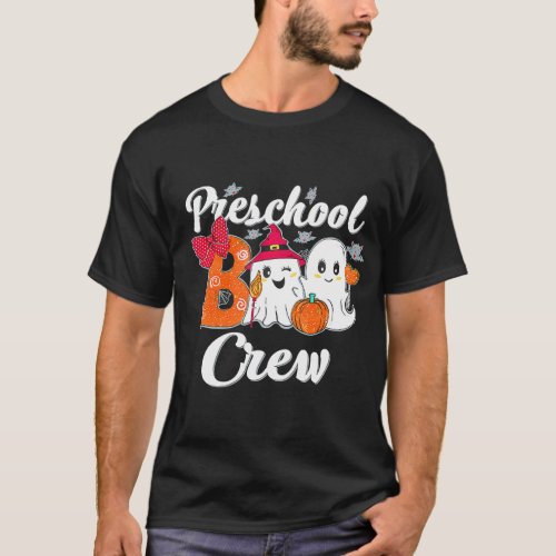 Preschool Boo Crew Cute Ghost Pumpkin Halloween T_Shirt