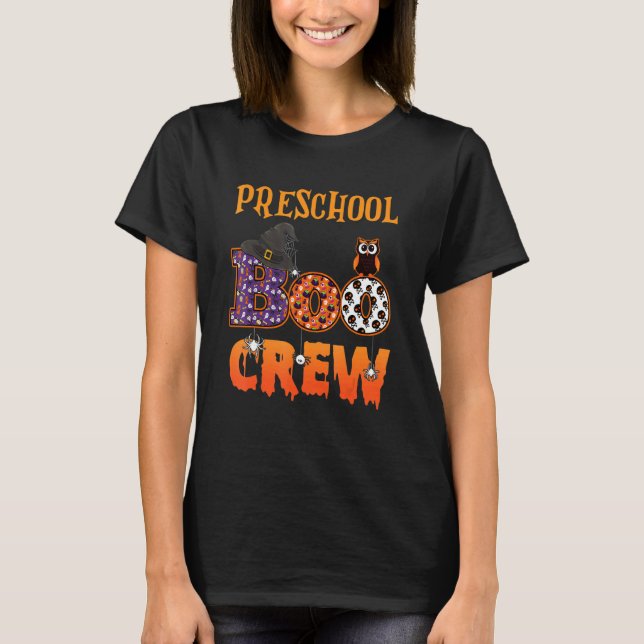 Preschool Boo Crew Spooky Halloween Pre K Preschoo T-Shirt (Front)