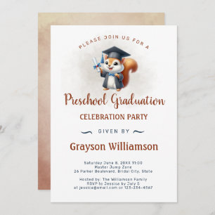 Preschool Boy Graduation Squirrel Invitation