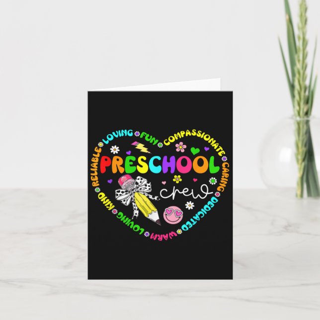 Preschool Crew Back To School Pre K Teacher Studen Card (Front)