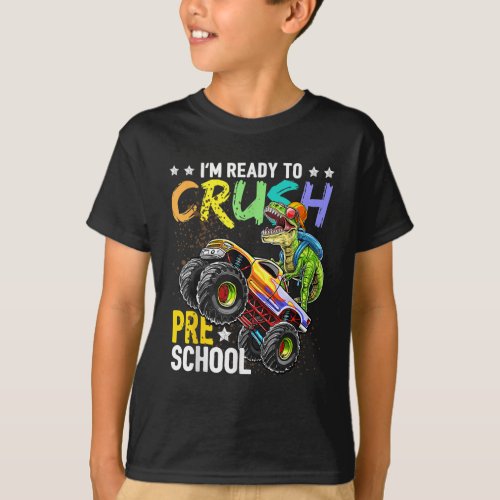 Preschool Dinosaur Monster Truck Back To Schol T_Shirt