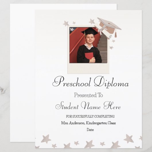 Preschool Diploma with Picture (Front/Back)