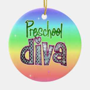 Preschool Diva School Grade Kids Girl Sparkle Ceramic Ornament