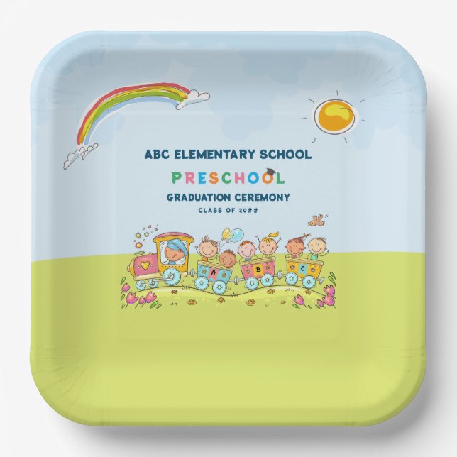 Preschool Elementary School Graduation Ceremony Paper Plates (Front)