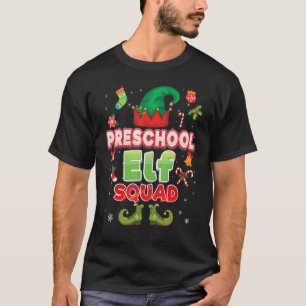 Preschool Elf Squad Christmas Santa Hat Student Te T-Shirt
