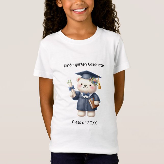 Preschool Girl Graduate Cute Teddy Bear Grad T-Shirt (Front)