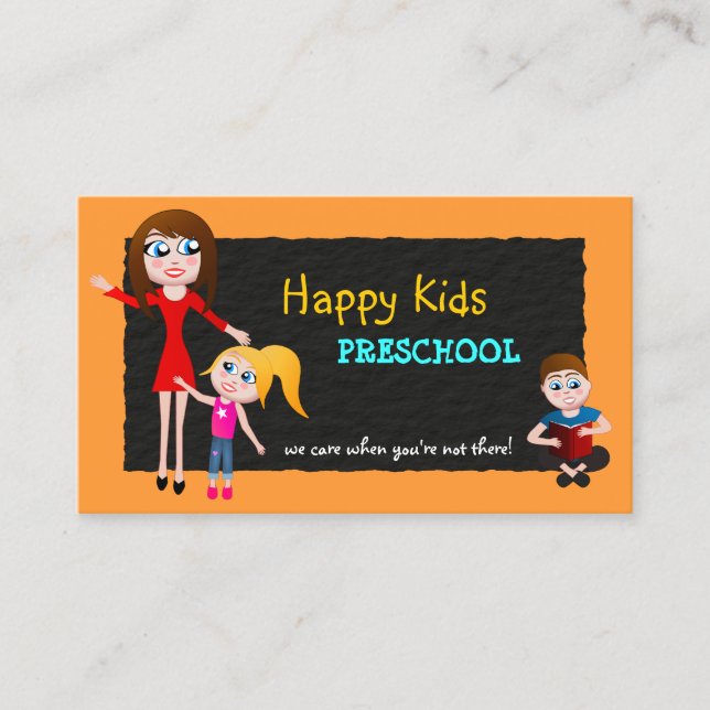 Preschool Grade School Teacher Business Cards (Front)