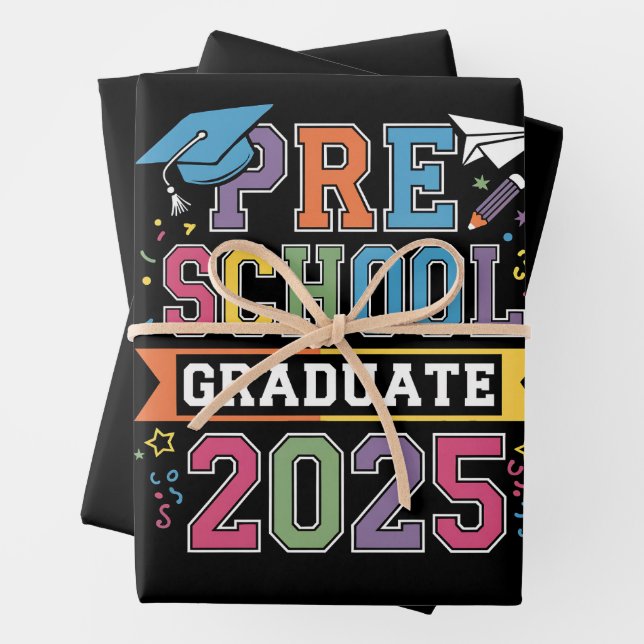 Preschool Graduate 2025 Graduation Pre K School Wrapping Paper Sheets (In situ)