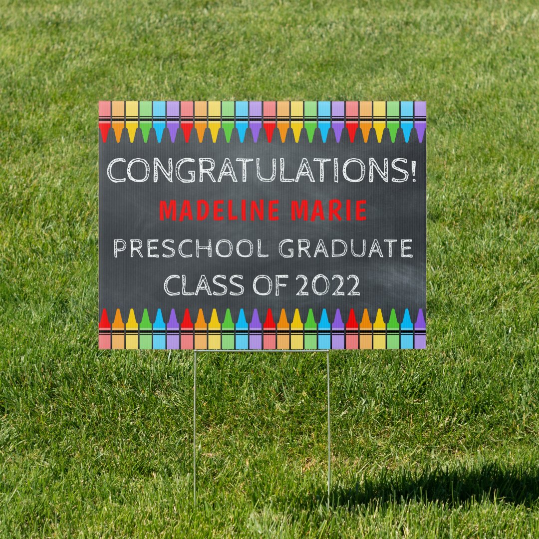 Preschool Graduate Chalkboard Yard Sign Zazzle