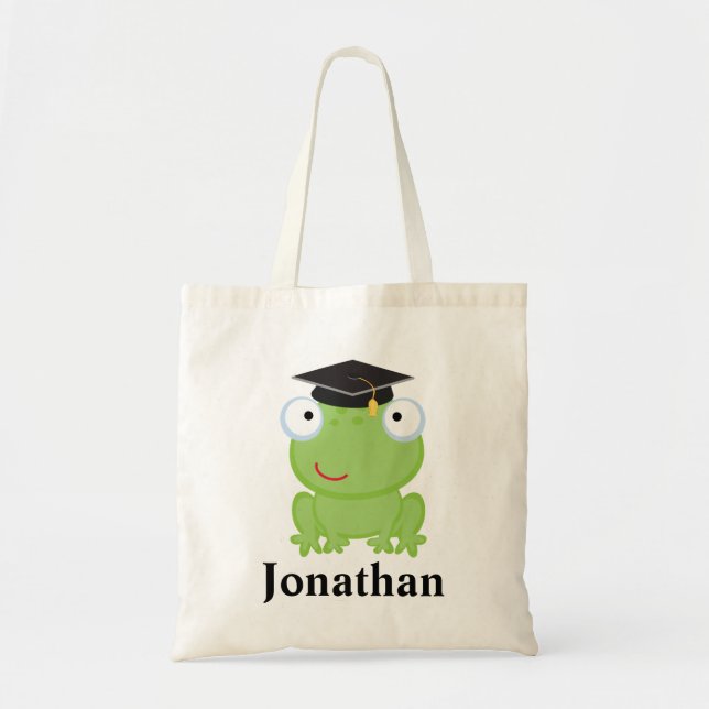 Preschool Graduate personalized frog Gift Idea Tote Bag (Front)
