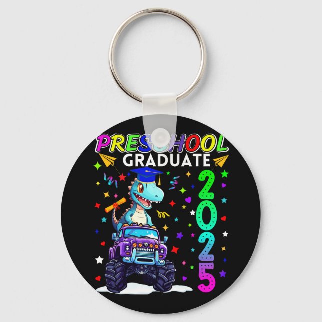 Preschool Graduation 2025 Pre-k Graduate T-rex Kid Keychain (Front)