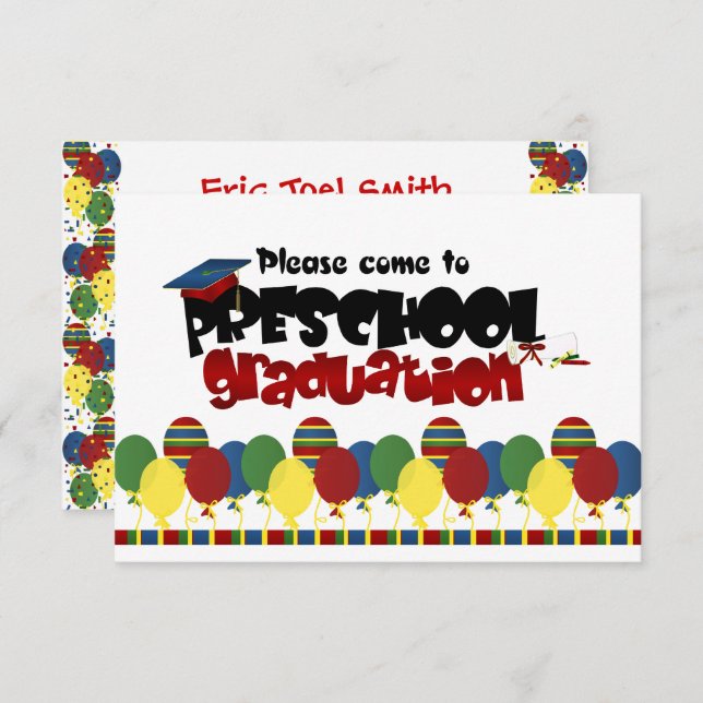 Preschool Graduation Announcement Invitation (Front/Back)